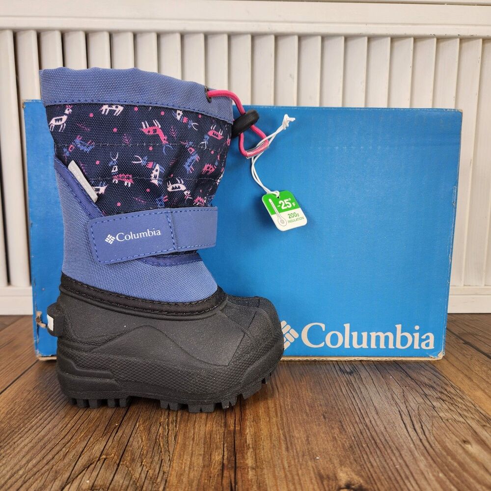 Columbia Toddler Powderbug Plus II Deer Print Size 4 Insulated Winter Snow Boots